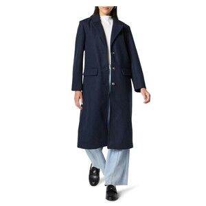 The Drop Women's Liam Loose Overcoat, Navy Size XXS Trench Coat Fall Winter